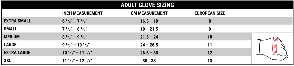 Adult Glove Sizing Chart